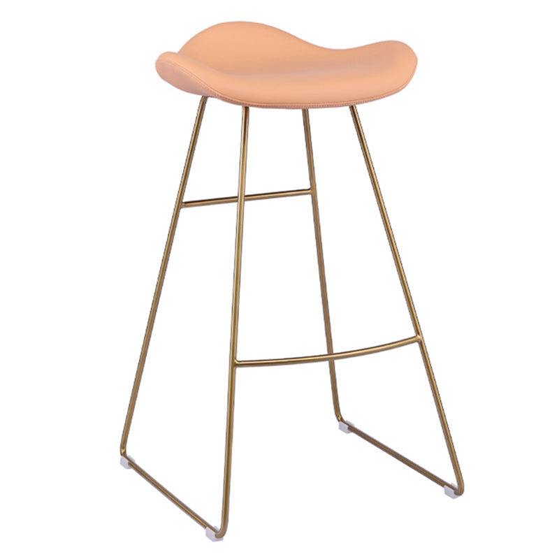 Glam Leather Bar Stool Backless Metal Base Counter Stool for Bristol