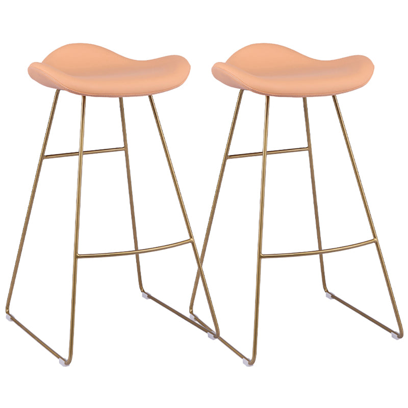Glam Leather Bar Stool Backless Metal Base Counter Stool for Bristol