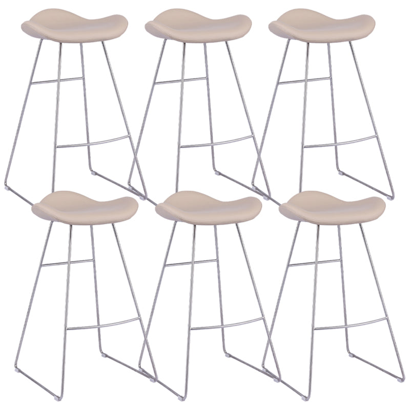 Glam Leather Bar Stool Backless Metal Base Counter Stool for Bristol