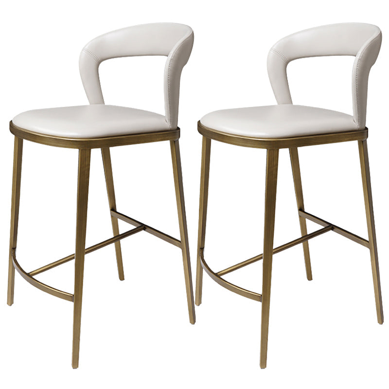 Armless Modern Counter Stool Faux Leather and Metal Counter Bar Stool