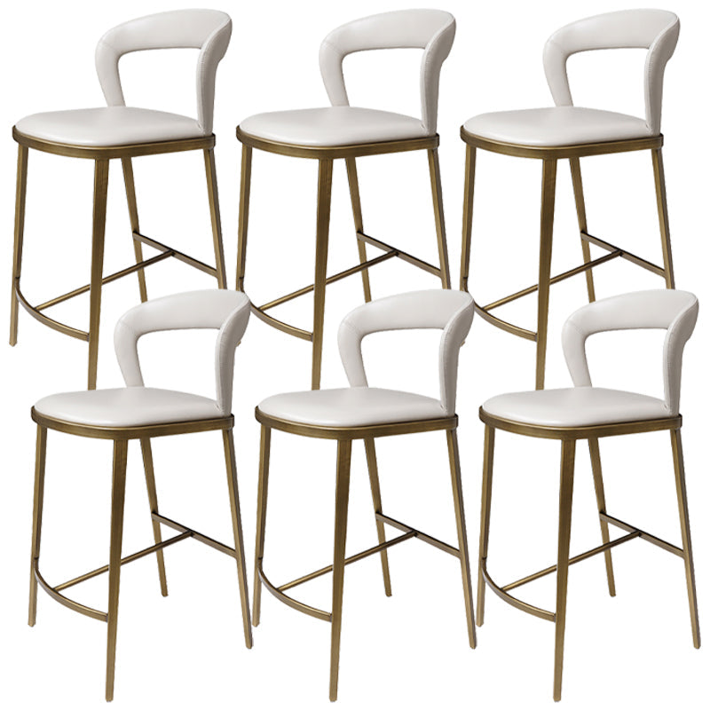 Armless Modern Counter Stool Faux Leather and Metal Counter Bar Stool