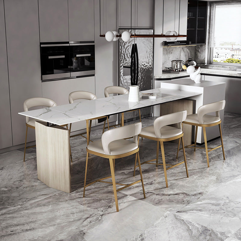 Armless Modern Counter Stool Faux Leather and Metal Counter Bar Stool