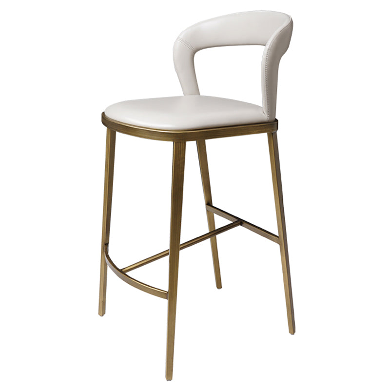 Armless Modern Counter Stool Faux Leather and Metal Counter Bar Stool