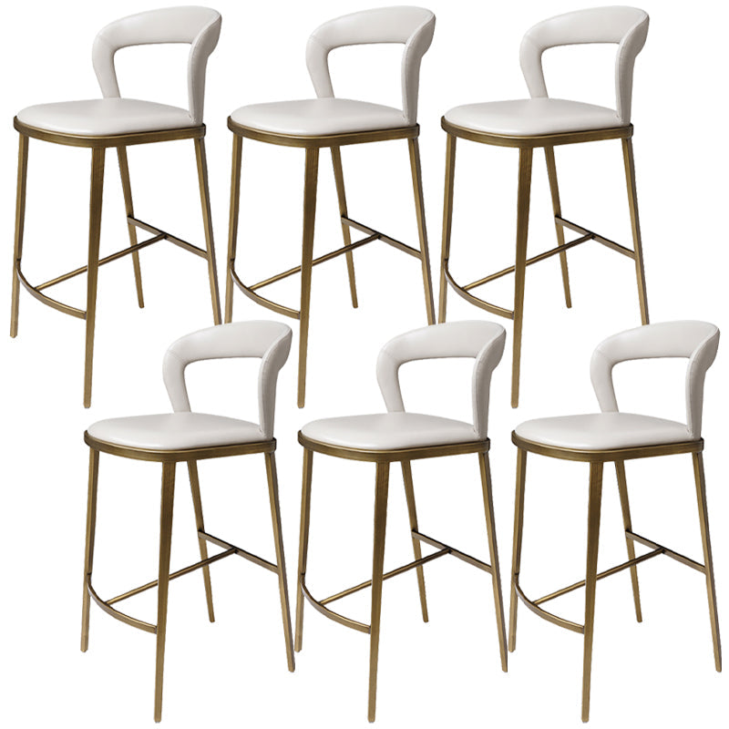 Armless Modern Counter Stool Faux Leather and Metal Counter Bar Stool