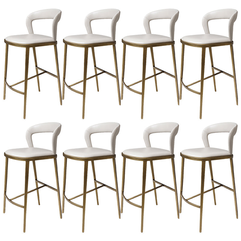 Armless Modern Counter Stool Faux Leather and Metal Counter Bar Stool