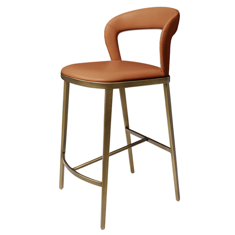 Armless Modern Counter Stool Faux Leather and Metal Counter Bar Stool