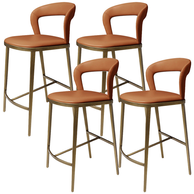 Armless Modern Counter Stool Faux Leather and Metal Counter Bar Stool