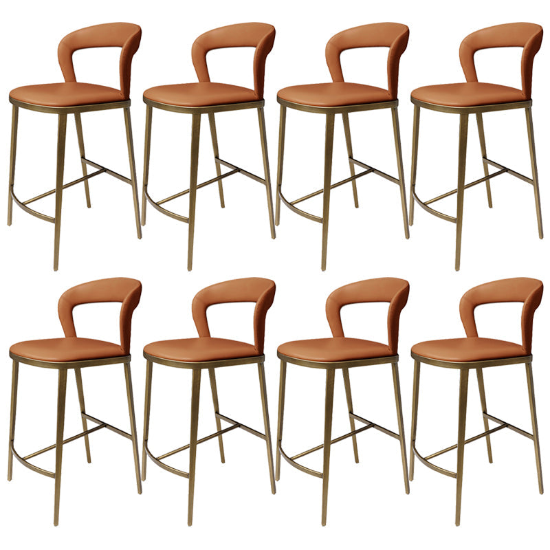 Armless Modern Counter Stool Faux Leather and Metal Counter Bar Stool