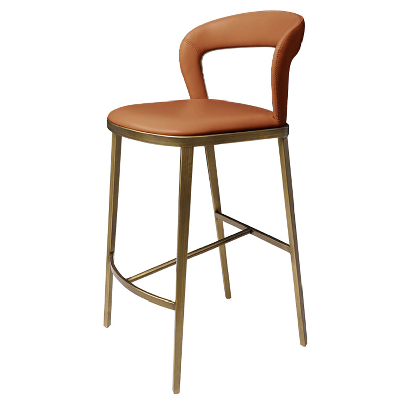 Armless Modern Counter Stool Faux Leather and Metal Counter Bar Stool