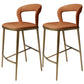 Armless Modern Counter Stool Faux Leather and Metal Counter Bar Stool