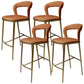 Armless Modern Counter Stool Faux Leather and Metal Counter Bar Stool