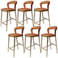 Armless Modern Counter Stool Faux Leather and Metal Counter Bar Stool