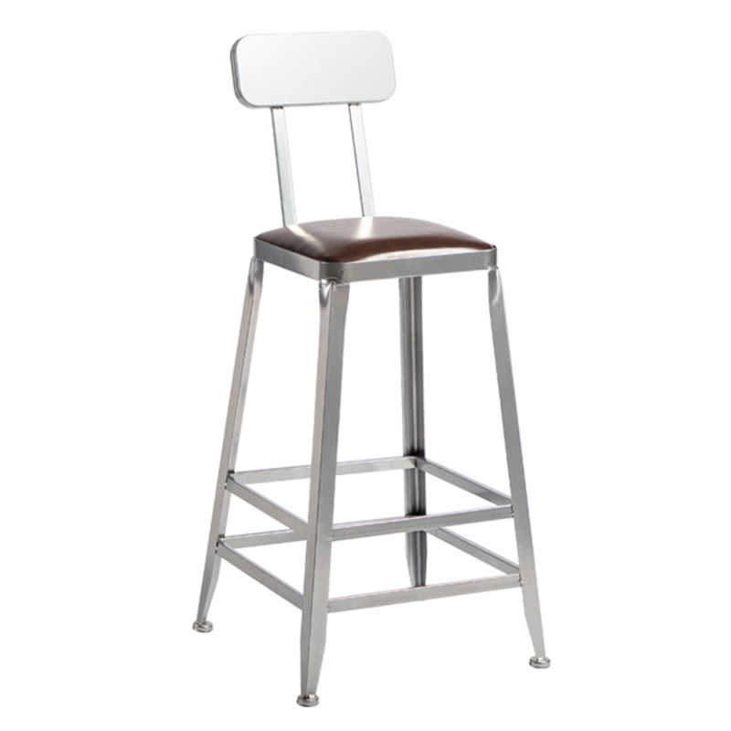 Metal Dining Stools Contemporary Armless Faux Leathe Bar Stools With Back 1 Piece Counter Stool(26"H) Clearhalo 'Bar Furniture' 'Bar Stools' 'bar_stools' 'furn' 'furn_bar_stools' 'Furniture' 'Kitchen & Dining Furniture' 6746199