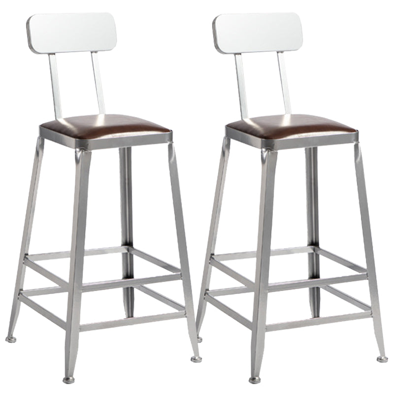 Metal Dining Stools Contemporary Armless Faux Leathe Bar Stools With Back 2 Piece Set Counter Stool(26"H) Clearhalo 'Bar Furniture' 'Bar Stools' 'bar_stools' 'furn' 'furn_bar_stools' 'Furniture' 'Kitchen & Dining Furniture' 6746201