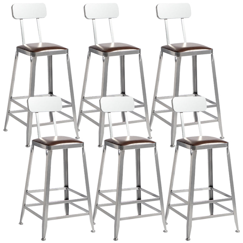 Metal Dining Stools Contemporary Armless Faux Leathe Bar Stools With Back 6 Piece Set Counter Stool(26"H) Clearhalo 'Bar Furniture' 'Bar Stools' 'bar_stools' 'furn' 'furn_bar_stools' 'Furniture' 'Kitchen & Dining Furniture' 6746205