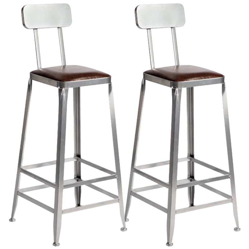 Metal Dining Stools Contemporary Armless Faux Leathe Bar Stools With Back 2 Piece Set Bar Stool(30"H) Clearhalo 'Bar Furniture' 'Bar Stools' 'bar_stools' 'furn' 'furn_bar_stools' 'Furniture' 'Kitchen & Dining Furniture' 6746211