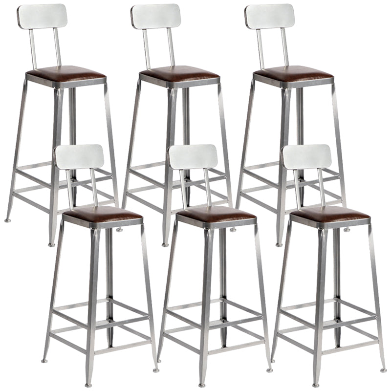 Metal Dining Stools Contemporary Armless Faux Leathe Bar Stools With Back 6 Piece Set Bar Stool(30"H) Clearhalo 'Bar Furniture' 'Bar Stools' 'bar_stools' 'furn' 'furn_bar_stools' 'Furniture' 'Kitchen & Dining Furniture' 6746213