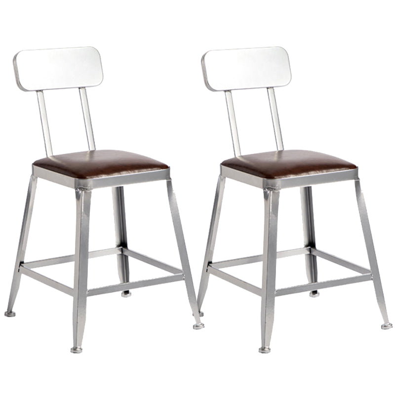 Metal Dining Stools Contemporary Armless Faux Leathe Bar Stools With Back 2 Piece Set Short Stool(18"H) Clearhalo 'Bar Furniture' 'Bar Stools' 'bar_stools' 'furn' 'furn_bar_stools' 'Furniture' 'Kitchen & Dining Furniture' 6746216
