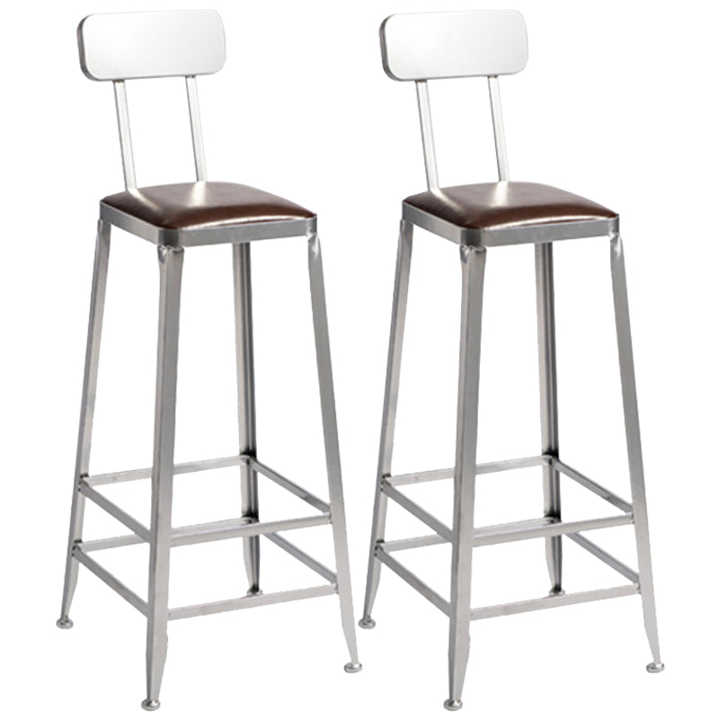 Metal Dining Stools Contemporary Armless Faux Leathe Bar Stools With Back 2 Piece Set Bar Stool(31"H) Clearhalo 'Bar Furniture' 'Bar Stools' 'bar_stools' 'furn' 'furn_bar_stools' 'Furniture' 'Kitchen & Dining Furniture' 6746221