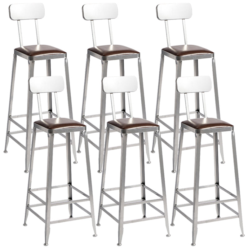 Metal Dining Stools Contemporary Armless Faux Leathe Bar Stools With Back 6 Piece Set Bar Stool(31"H) Clearhalo 'Bar Furniture' 'Bar Stools' 'bar_stools' 'furn' 'furn_bar_stools' 'Furniture' 'Kitchen & Dining Furniture' 6746223