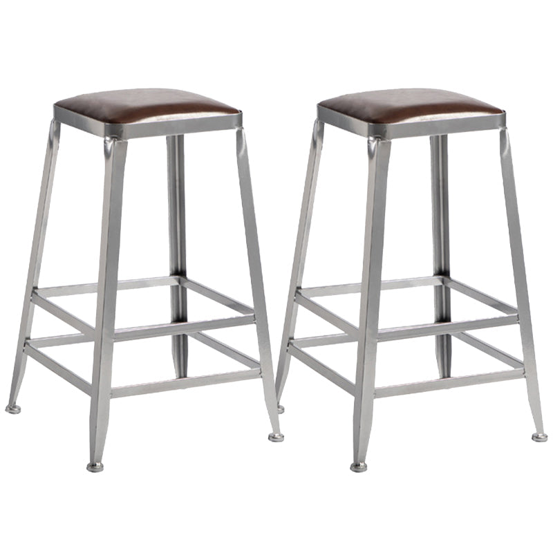 Metal Dining Stools Contemporary Armless Faux Leathe Bar Stools Backless 2 Piece Set Counter Stool(26"H) Clearhalo 'Bar Furniture' 'Bar Stools' 'bar_stools' 'furn' 'furn_bar_stools' 'Furniture' 'Kitchen & Dining Furniture' 6746226