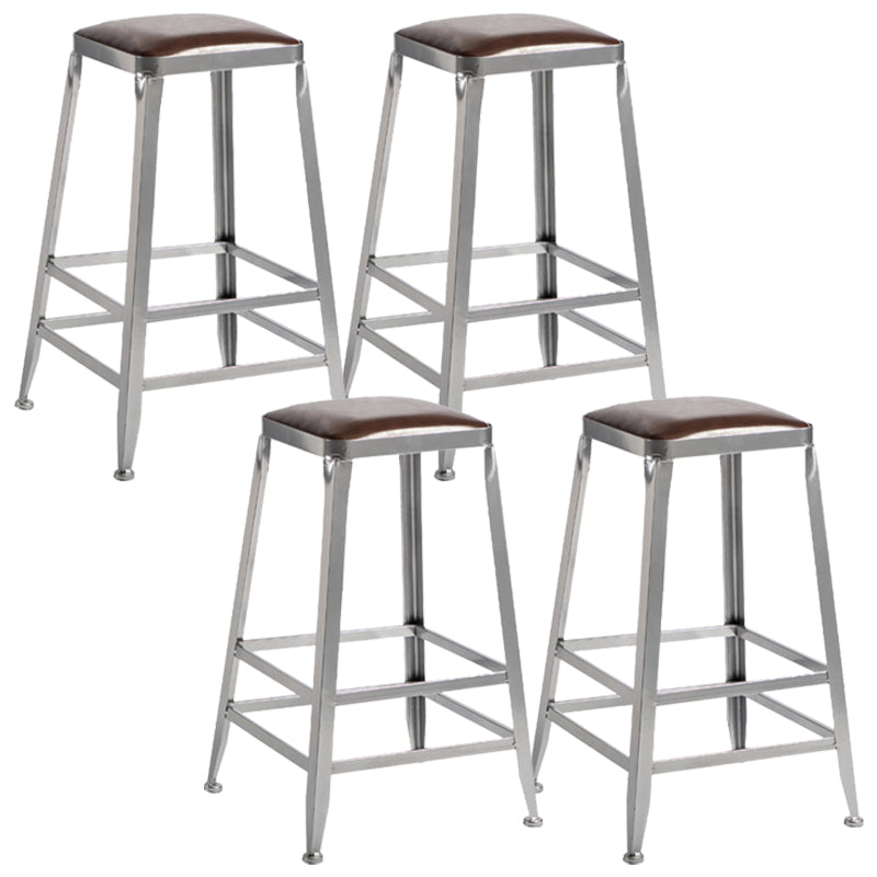 Metal Dining Stools Contemporary Armless Faux Leathe Bar Stools Backless 4 Piece Set Counter Stool(26"H) Clearhalo 'Bar Furniture' 'Bar Stools' 'bar_stools' 'furn' 'furn_bar_stools' 'Furniture' 'Kitchen & Dining Furniture' 6746227