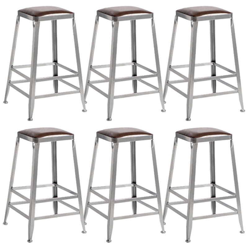 Metal Dining Stools Contemporary Armless Faux Leathe Bar Stools Backless 6 Piece Set Counter Stool(26"H) Clearhalo 'Bar Furniture' 'Bar Stools' 'bar_stools' 'furn' 'furn_bar_stools' 'Furniture' 'Kitchen & Dining Furniture' 6746228