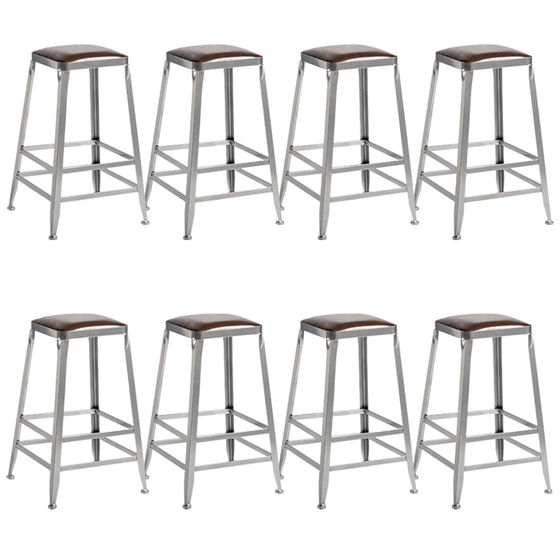 Metal Dining Stools Contemporary Armless Faux Leathe Bar Stools Backless 8 Piece Set Counter Stool(26"H) Clearhalo 'Bar Furniture' 'Bar Stools' 'bar_stools' 'furn' 'furn_bar_stools' 'Furniture' 'Kitchen & Dining Furniture' 6746229