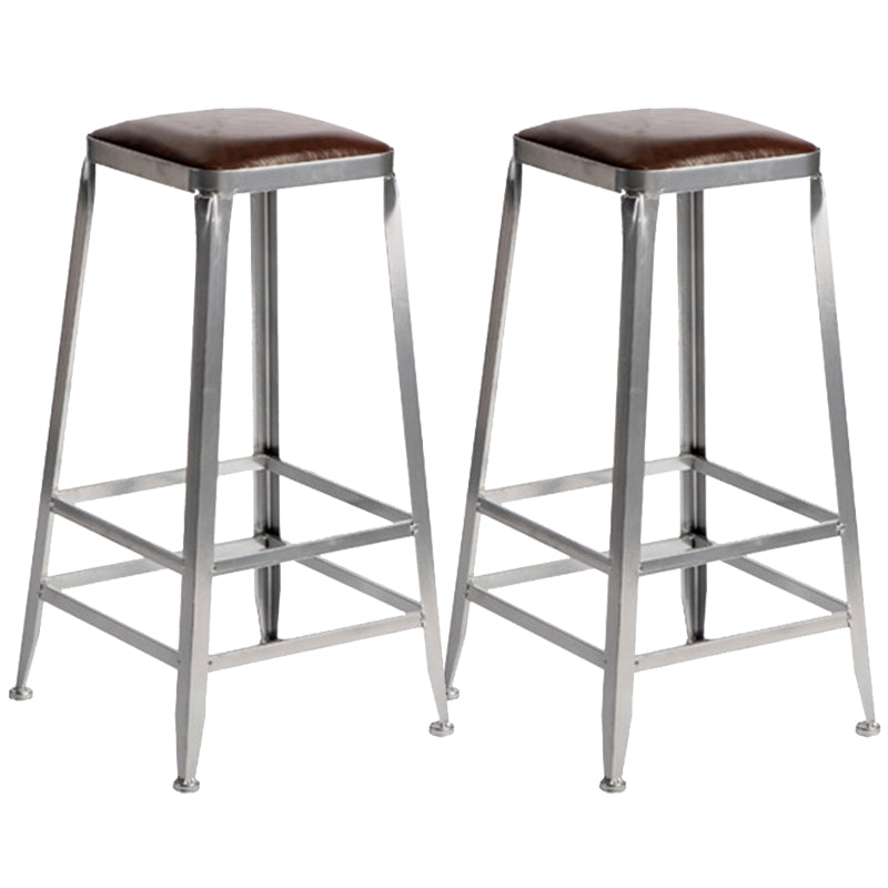 Metal Dining Stools Contemporary Armless Faux Leathe Bar Stools Backless 2 Piece Set Bar Stool(30"H) Clearhalo 'Bar Furniture' 'Bar Stools' 'bar_stools' 'furn' 'furn_bar_stools' 'Furniture' 'Kitchen & Dining Furniture' 6746231