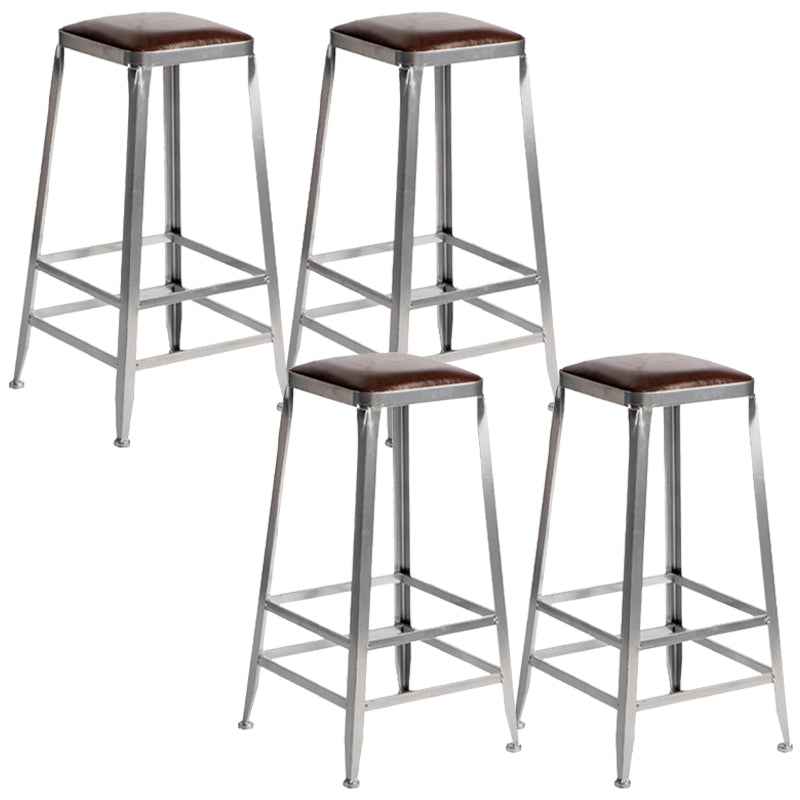 Metal Dining Stools Contemporary Armless Faux Leathe Bar Stools Backless 4 Piece Set Bar Stool(30"H) Clearhalo 'Bar Furniture' 'Bar Stools' 'bar_stools' 'furn' 'furn_bar_stools' 'Furniture' 'Kitchen & Dining Furniture' 6746232