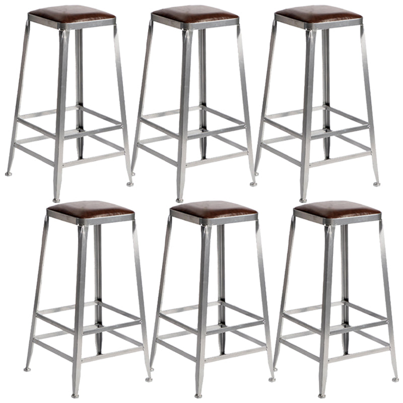 Metal Dining Stools Contemporary Armless Faux Leathe Bar Stools Backless 6 Piece Set Bar Stool(30"H) Clearhalo 'Bar Furniture' 'Bar Stools' 'bar_stools' 'furn' 'furn_bar_stools' 'Furniture' 'Kitchen & Dining Furniture' 6746233