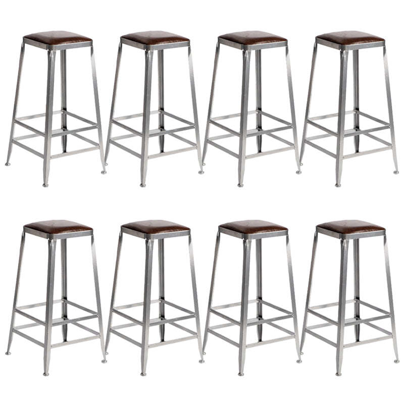 Metal Dining Stools Contemporary Armless Faux Leathe Bar Stools Backless 8 Piece Set Bar Stool(30"H) Clearhalo 'Bar Furniture' 'Bar Stools' 'bar_stools' 'furn' 'furn_bar_stools' 'Furniture' 'Kitchen & Dining Furniture' 6746234