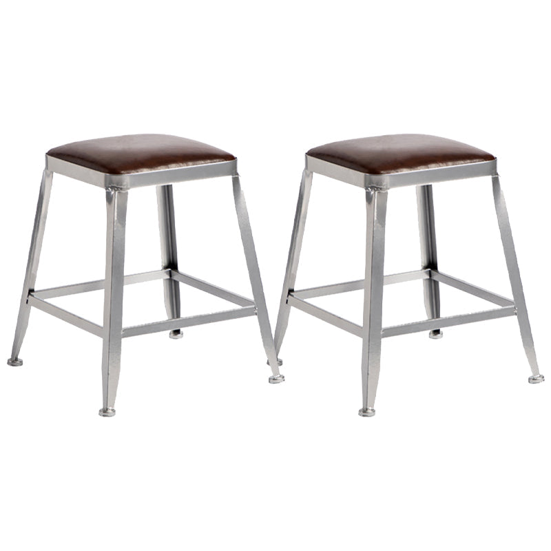 Metal Dining Stools Contemporary Armless Faux Leathe Bar Stools Backless 2 Piece Set Short Stool(18"H) Clearhalo 'Bar Furniture' 'Bar Stools' 'bar_stools' 'furn' 'furn_bar_stools' 'Furniture' 'Kitchen & Dining Furniture' 6746236