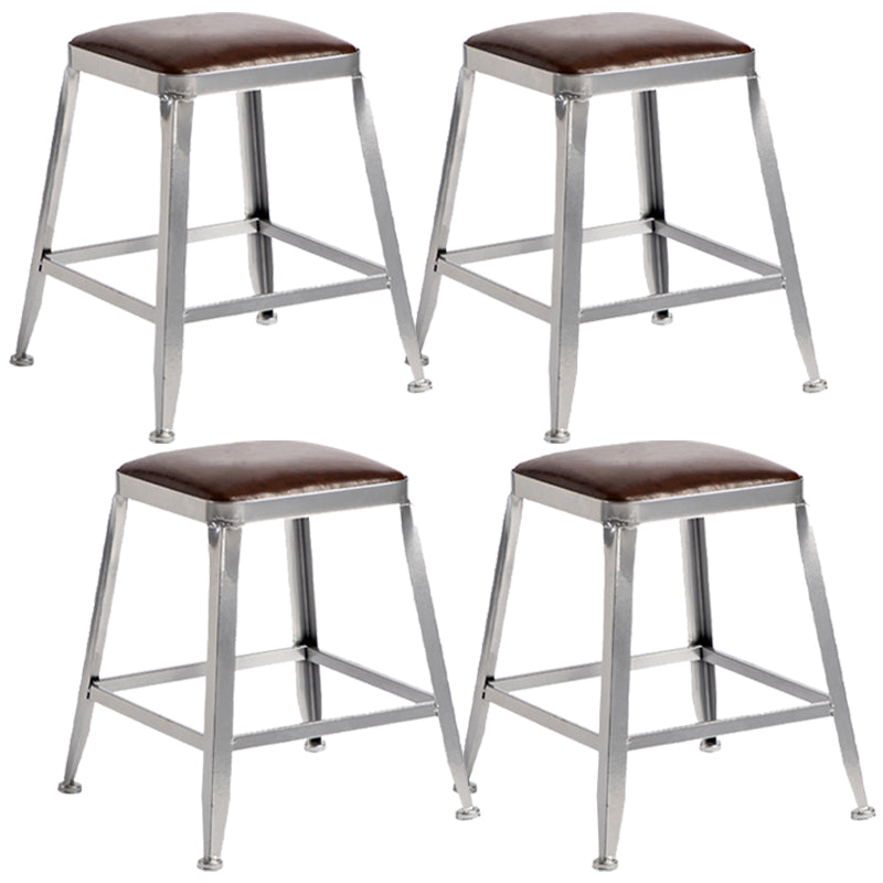 Metal Dining Stools Contemporary Armless Faux Leathe Bar Stools Backless 4 Piece Set Short Stool(18"H) Clearhalo 'Bar Furniture' 'Bar Stools' 'bar_stools' 'furn' 'furn_bar_stools' 'Furniture' 'Kitchen & Dining Furniture' 6746237