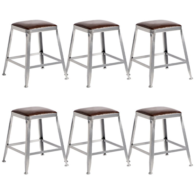 Metal Dining Stools Contemporary Armless Faux Leathe Bar Stools Backless 6 Piece Set Short Stool(18"H) Clearhalo 'Bar Furniture' 'Bar Stools' 'bar_stools' 'furn' 'furn_bar_stools' 'Furniture' 'Kitchen & Dining Furniture' 6746238