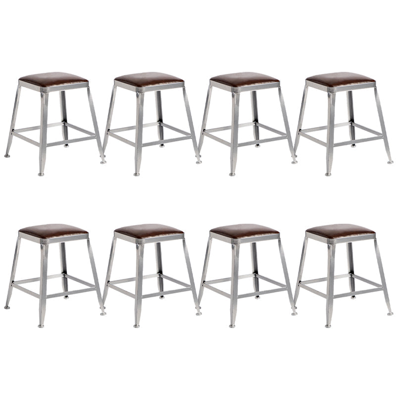 Metal Dining Stools Contemporary Armless Faux Leathe Bar Stools Backless 8 Piece Set Short Stool(18"H) Clearhalo 'Bar Furniture' 'Bar Stools' 'bar_stools' 'furn' 'furn_bar_stools' 'Furniture' 'Kitchen & Dining Furniture' 6746239