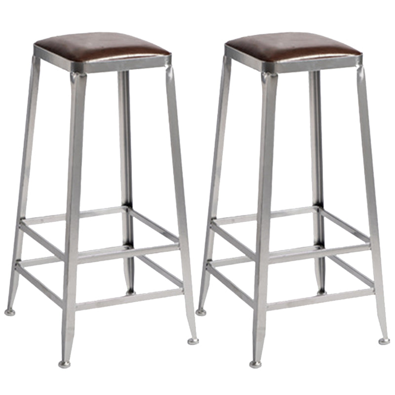 Metal Dining Stools Contemporary Armless Faux Leathe Bar Stools Backless 2 Piece Set Bar Stool(31"H) Clearhalo 'Bar Furniture' 'Bar Stools' 'bar_stools' 'furn' 'furn_bar_stools' 'Furniture' 'Kitchen & Dining Furniture' 6746241