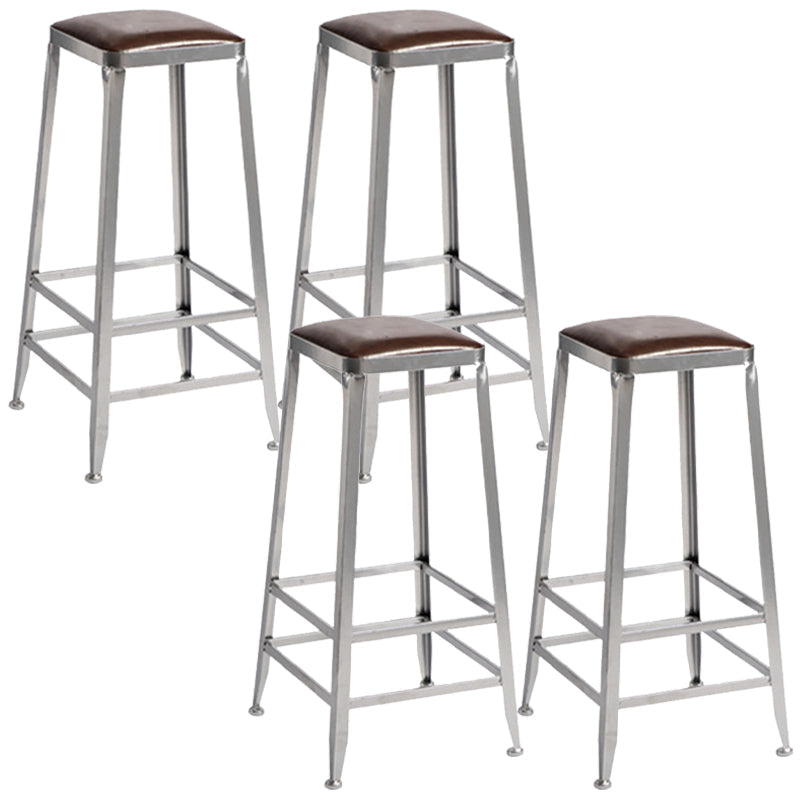 Metal Dining Stools Contemporary Armless Faux Leathe Bar Stools Backless 4 Piece Set Bar Stool(31"H) Clearhalo 'Bar Furniture' 'Bar Stools' 'bar_stools' 'furn' 'furn_bar_stools' 'Furniture' 'Kitchen & Dining Furniture' 6746242