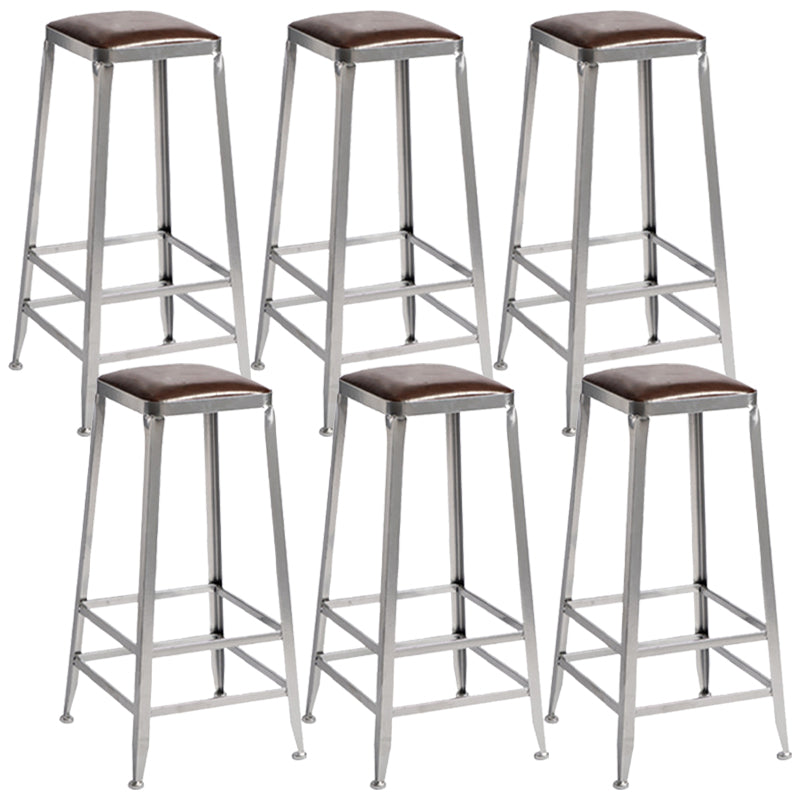Metal Dining Stools Contemporary Armless Faux Leathe Bar Stools Backless 6 Piece Set Bar Stool(31"H) Clearhalo 'Bar Furniture' 'Bar Stools' 'bar_stools' 'furn' 'furn_bar_stools' 'Furniture' 'Kitchen & Dining Furniture' 6746243
