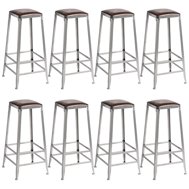 Metal Dining Stools Contemporary Armless Faux Leathe Bar Stools Backless 8 Piece Set Bar Stool(31"H) Clearhalo 'Bar Furniture' 'Bar Stools' 'bar_stools' 'furn' 'furn_bar_stools' 'Furniture' 'Kitchen & Dining Furniture' 6746244