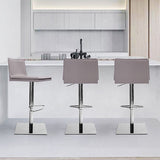 Adjustable Counter Height Stools Metal and Faux Leather Bar Stool