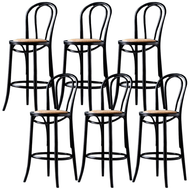 Modern Style Bar Stool Backrest Solid Wood Counter Stool for Bristol Black 6 Piece Set Clearhalo 'Bar Furniture' 'Bar Stools' 'bar_stools' 'furn' 'furn_bar_stools' 'Furniture' 'Kitchen & Dining Furniture' 6746365