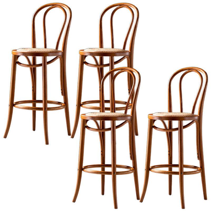Modern Style Bar Stool Backrest Solid Wood Counter Stool for Bristol Brown 4 Piece Set Clearhalo 'Bar Furniture' 'Bar Stools' 'bar_stools' 'furn' 'furn_bar_stools' 'Furniture' 'Kitchen & Dining Furniture' 6746374