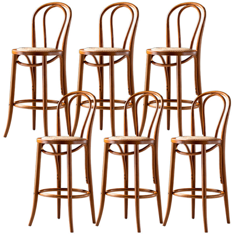 Modern Style Bar Stool Backrest Solid Wood Counter Stool for Bristol Brown 6 Piece Set Clearhalo 'Bar Furniture' 'Bar Stools' 'bar_stools' 'furn' 'furn_bar_stools' 'Furniture' 'Kitchen & Dining Furniture' 6746376