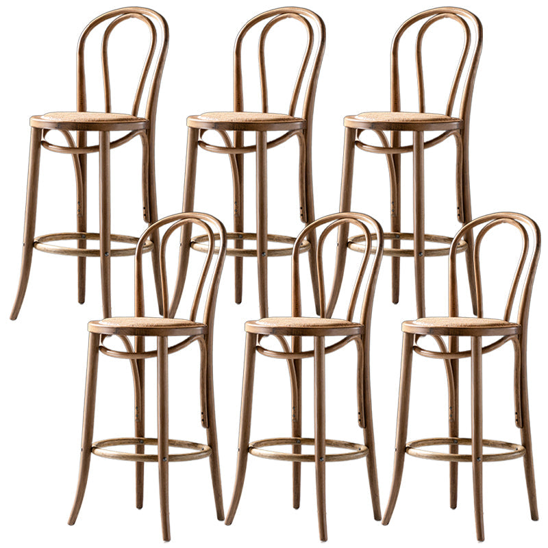 Modern Style Bar Stool Backrest Solid Wood Counter Stool for Bristol Light Brown 6 Piece Set Clearhalo 'Bar Furniture' 'Bar Stools' 'bar_stools' 'furn' 'furn_bar_stools' 'Furniture' 'Kitchen & Dining Furniture' 6746390