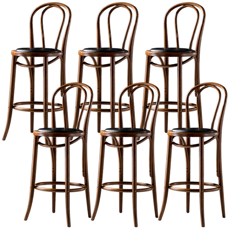 Modern Style Bar Stool Backrest Solid Wood Counter Stool for Bristol Brown-Black 6 Piece Set Clearhalo 'Bar Furniture' 'Bar Stools' 'bar_stools' 'furn' 'furn_bar_stools' 'Furniture' 'Kitchen & Dining Furniture' 6746395