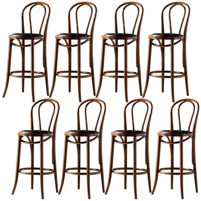 Modern Style Bar Stool Backrest Solid Wood Counter Stool for Bristol Brown-Black 8 Piece Set Clearhalo 'Bar Furniture' 'Bar Stools' 'bar_stools' 'furn' 'furn_bar_stools' 'Furniture' 'Kitchen & Dining Furniture' 6746396