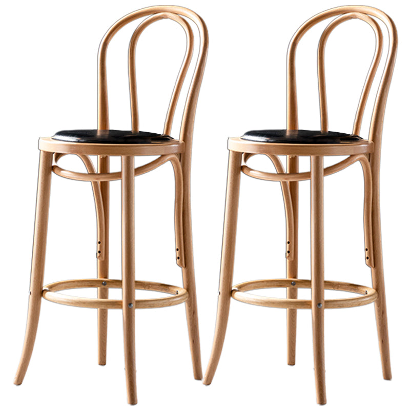 Modern Style Bar Stool Backrest Solid Wood Counter Stool for Bristol Natural Wood Black 2 Piece Set Clearhalo 'Bar Furniture' 'Bar Stools' 'bar_stools' 'furn' 'furn_bar_stools' 'Furniture' 'Kitchen & Dining Furniture' 6746398