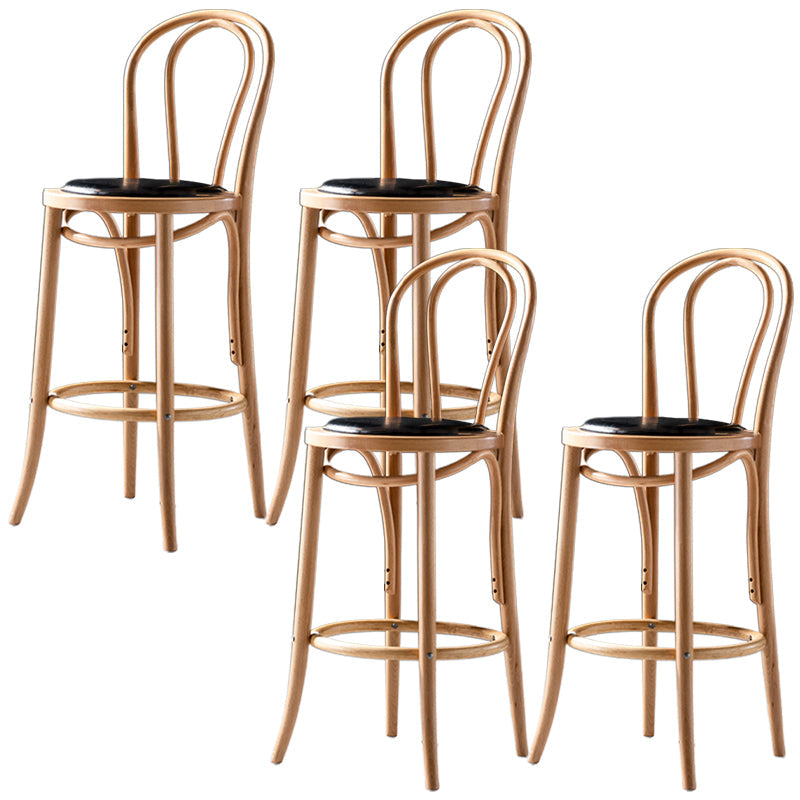 Modern Style Bar Stool Backrest Solid Wood Counter Stool for Bristol Natural Wood Black 4 Piece Set Clearhalo 'Bar Furniture' 'Bar Stools' 'bar_stools' 'furn' 'furn_bar_stools' 'Furniture' 'Kitchen & Dining Furniture' 6746399