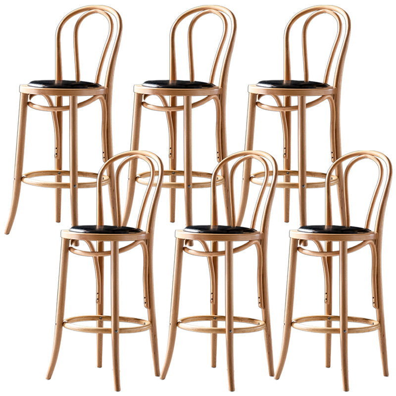 Modern Style Bar Stool Backrest Solid Wood Counter Stool for Bristol Natural Wood Black 6 Piece Set Clearhalo 'Bar Furniture' 'Bar Stools' 'bar_stools' 'furn' 'furn_bar_stools' 'Furniture' 'Kitchen & Dining Furniture' 6746400
